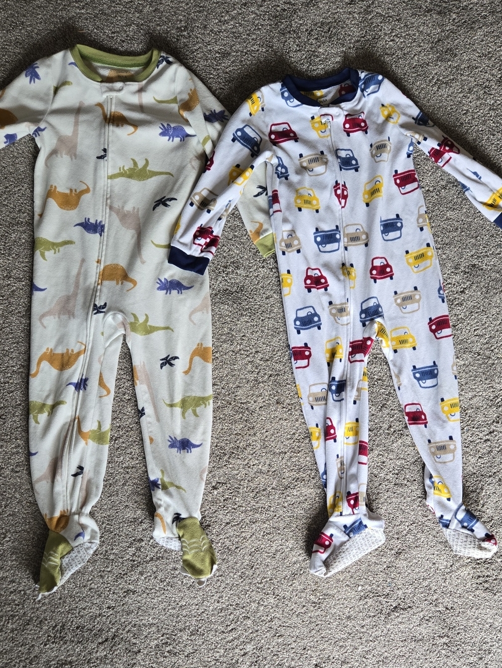 Carter's Dinosaur And Car Footed One-Piece Pajamas Bundle